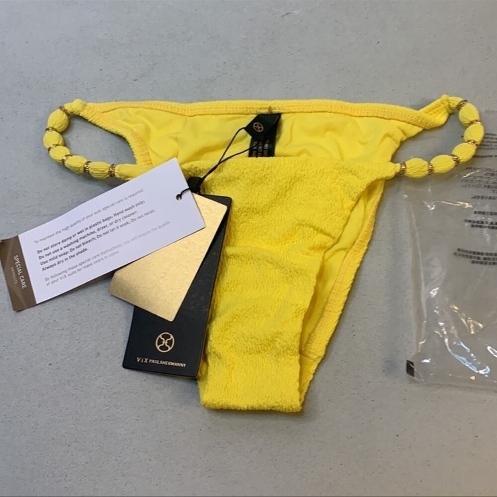 VIX Firenze Beaded Bikini Bottom Yellow XS - Picture 11 of 13